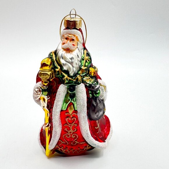 Vintage Fitz And Floyd Glass Santa Ornament - Picture 1 of 6
